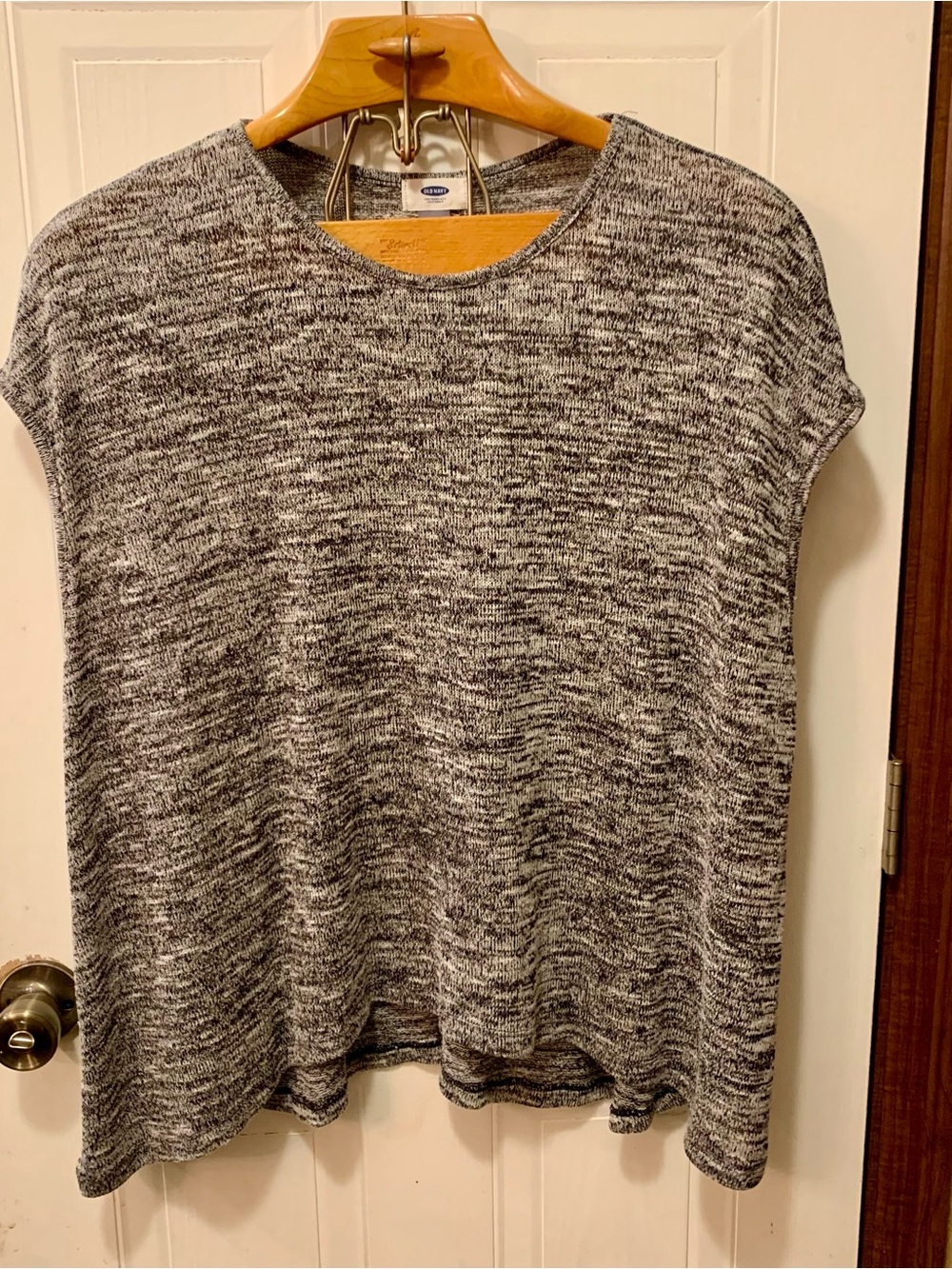 Old Navy Marled Gray Knit Cap Sleeve Sweater Top - XL
